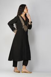 Regal Noir Silk 3-Piece Kurta Set